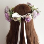 パープル花かんむりリボン