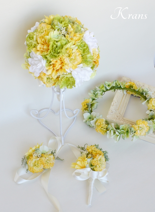 ララマリーの淡いビタミンカラー結婚式花冠セット1