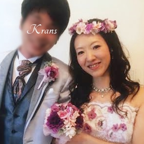 ピンクパープル結婚式花冠、Krans口コミ