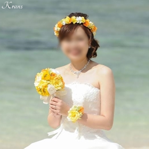 黄色い結婚式花かんむり1