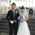 花冠ブルーローズ結婚式ブーケ