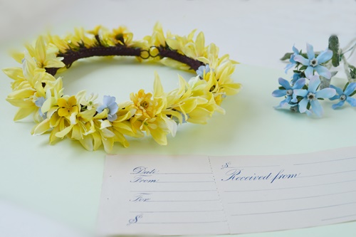 黄色青結婚式花冠