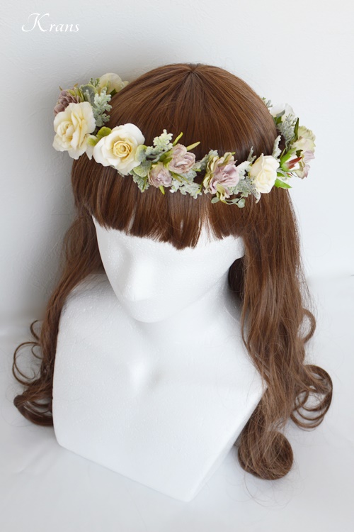 結婚式花冠ナチュラルウェディングクラシックローズヘアスタイル
