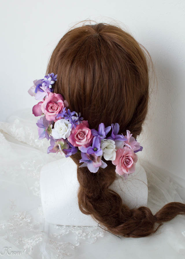 パープル×ピンク 髪飾り ヘッドドレス-