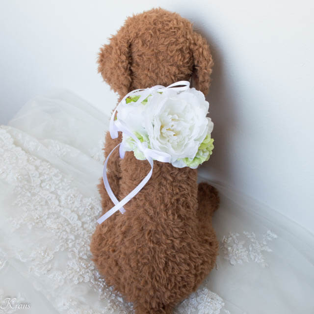 ホワイトピオニー　芍薬　リングピロー　結婚式　犬用リングピロー５