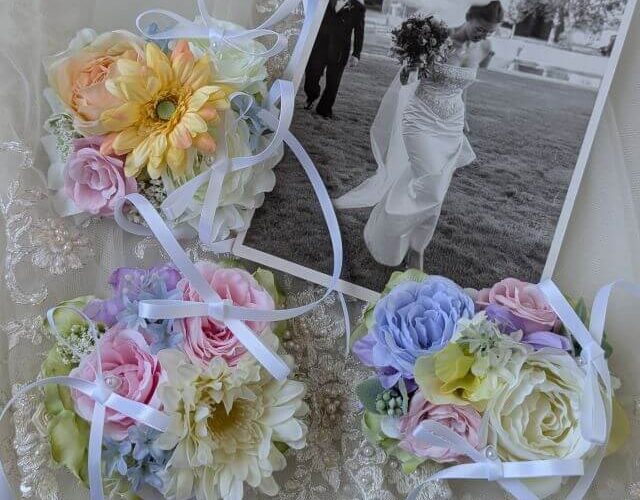 結婚式でリングドッグが使うパステルカラーのおしゃれなリュックタイプリングピロー